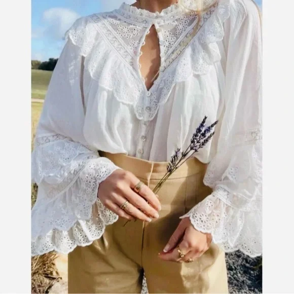 🆕✨ ELLA LACE Spell & The Gypsy Blouse White - Picture 4 of 8
